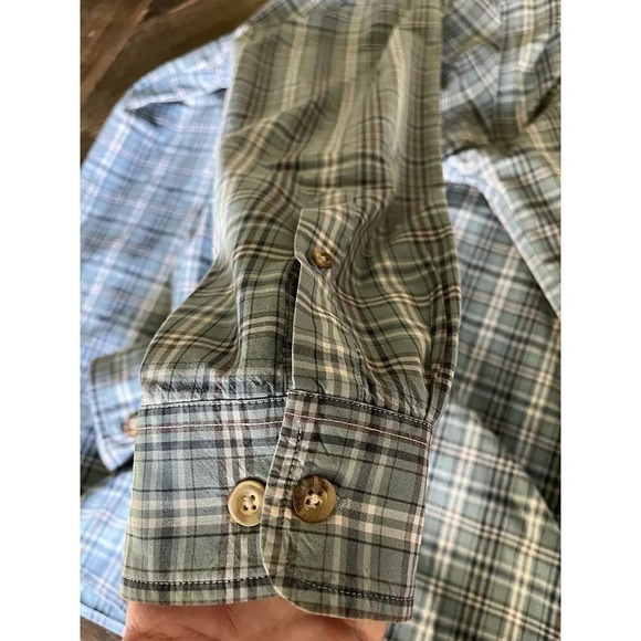 Carhartt 100% Cotton Button Down Men’s Medium Blue Brown Country Western Aztec - Picture 10 of 10